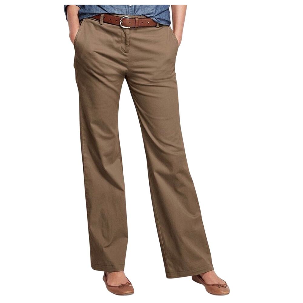 Lands End ladies dark brown fit 2 chino pants, some stretch, relaxed fit, Size 8